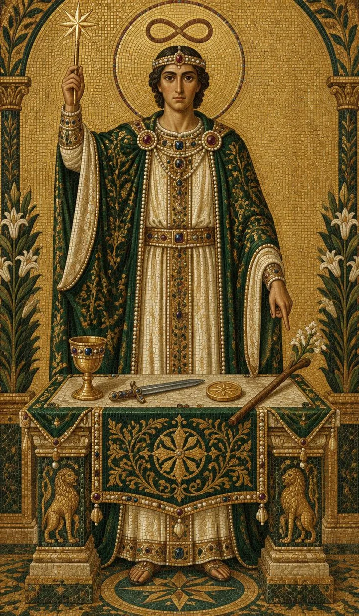 The Magician — Byzantine mosaic illustration