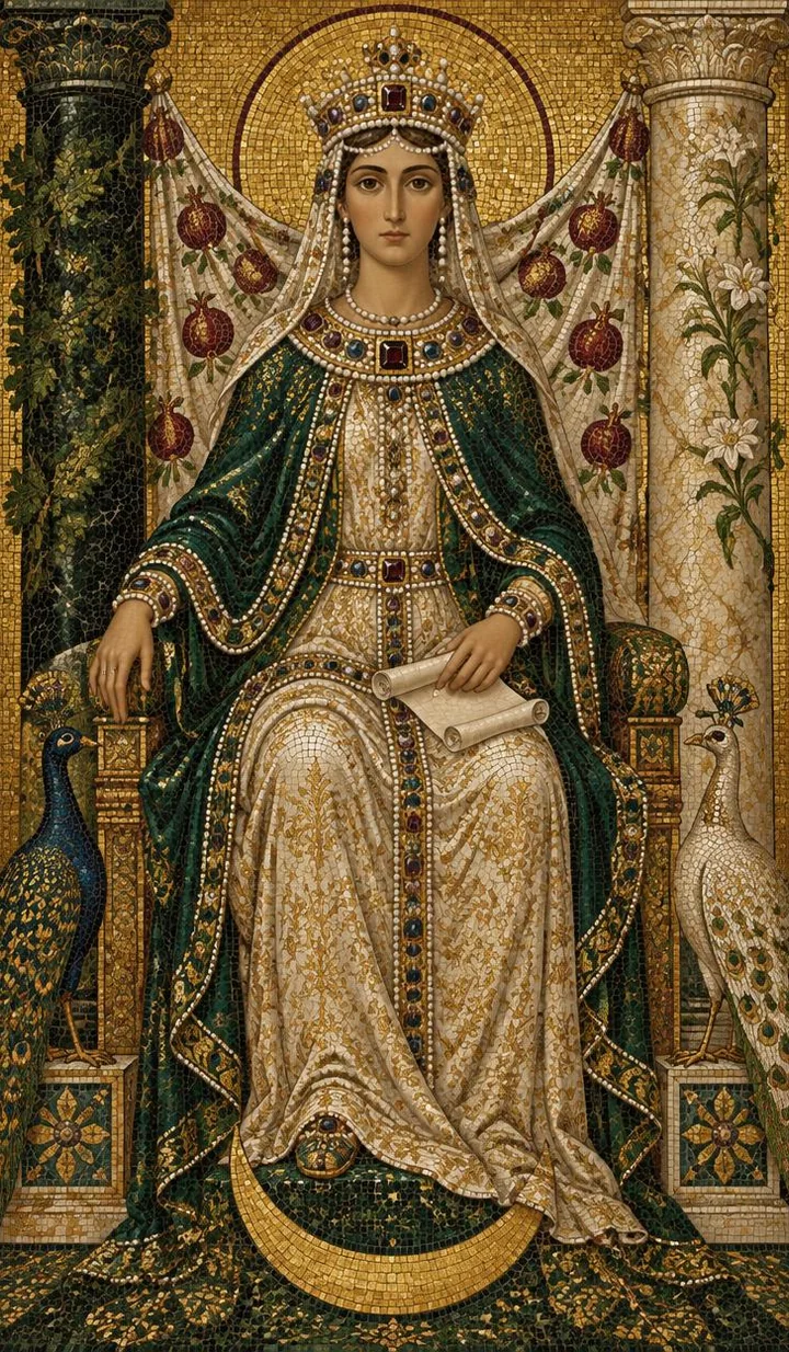 The High Priestess — Byzantine mosaic illustration