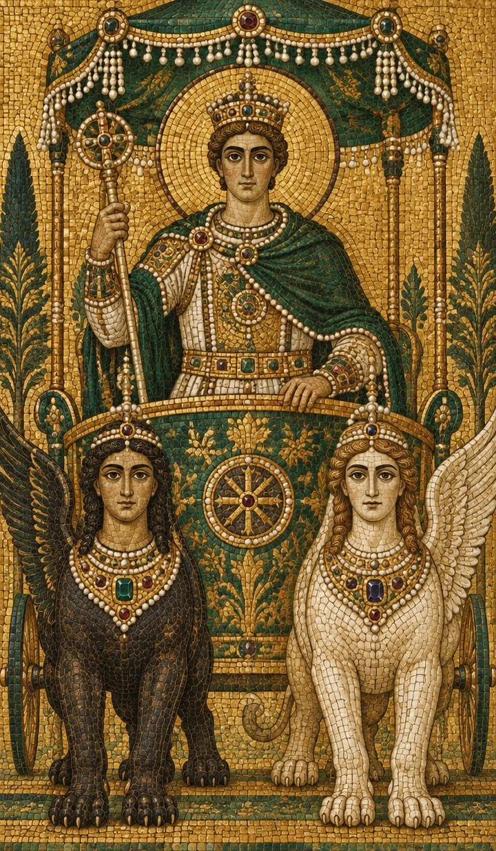 The Chariot — Byzantine mosaic illustration