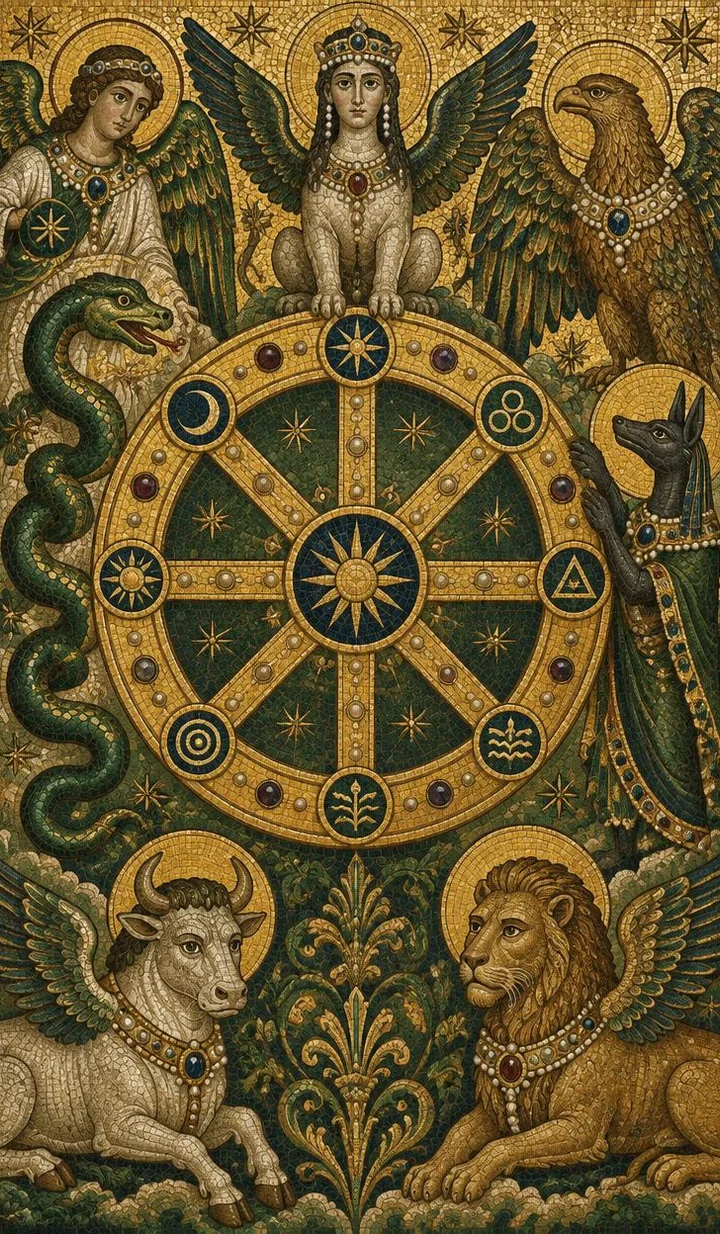 Wheel of Fortune — Byzantine mosaic illustration