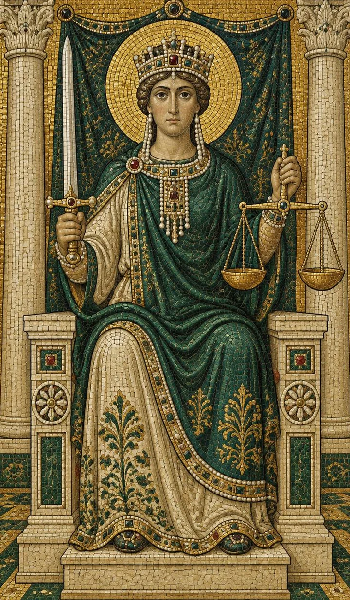 Justice — Byzantine mosaic illustration