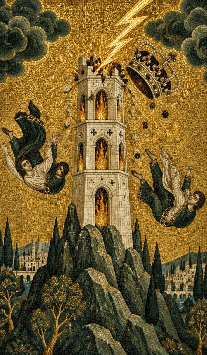 The Tower — Byzantine mosaic illustration