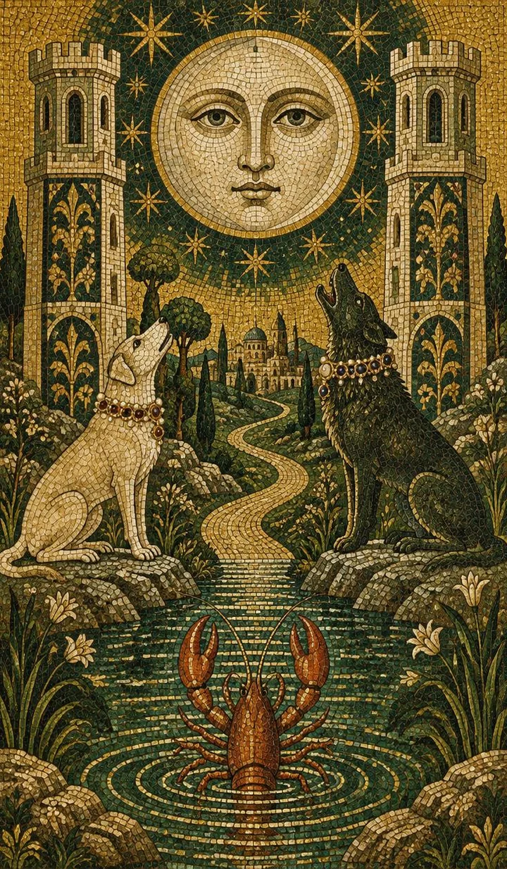The Moon — Byzantine mosaic illustration